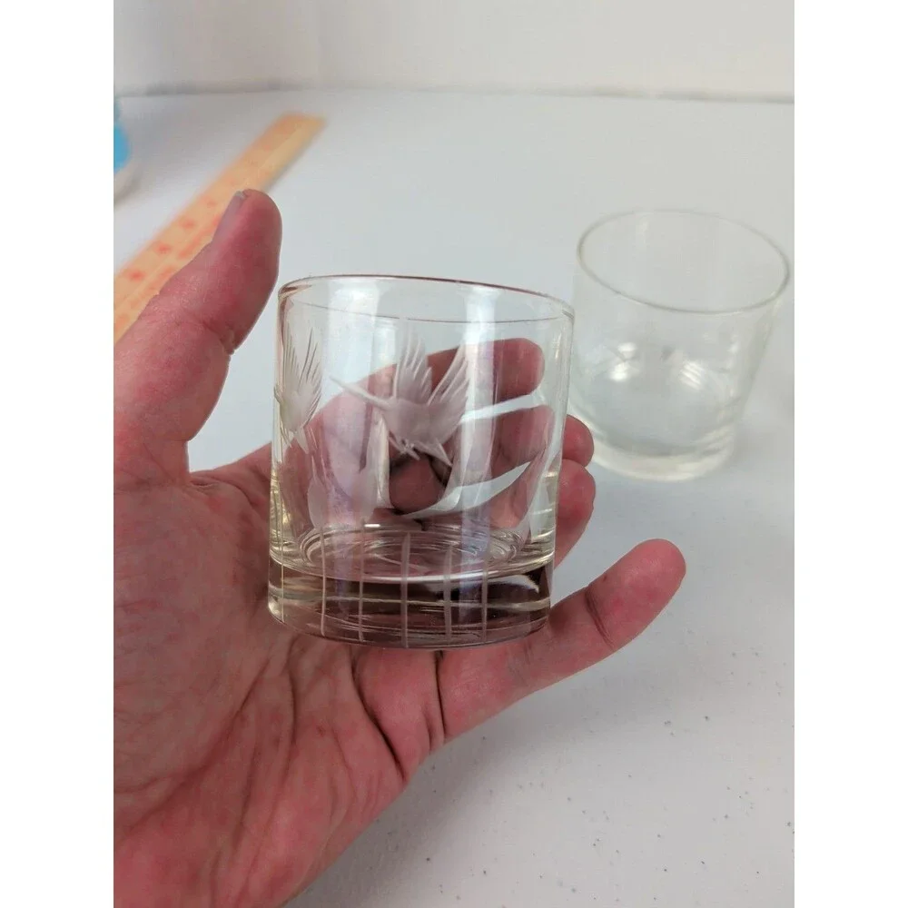 Lenox Lead Crystal Etched Old Fashion Rocks Glass Flying Goose *Rare* Vintage